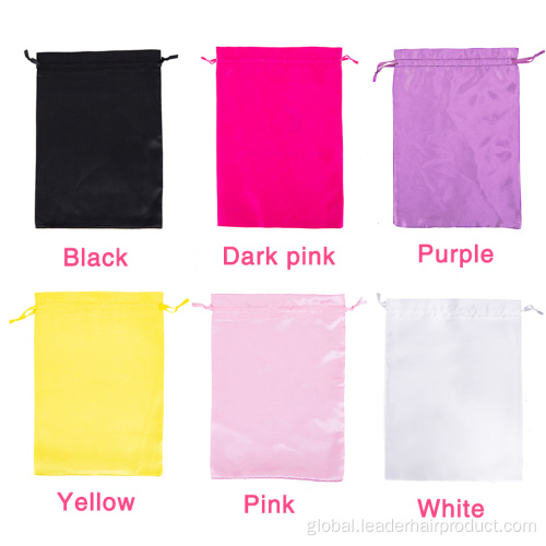 Satin Bags For Hair Extension Customize Logo Silk Drawstring Pouch Satin Wig Bags Supplier